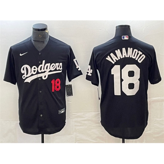 Men's Los Angeles Dodgers #18 Yoshinobu Yamamoto Nike Black Fashion Baseball Jersey - Ujersey
