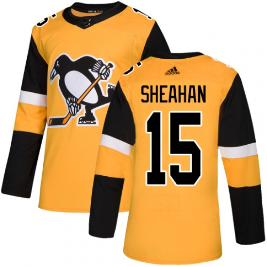 Youth Adidas Pittsburgh Penguins #15 Riley Sheahan Authentic Gold Alternate NHL Jersey - Ujersey