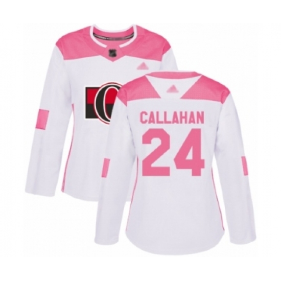 Women's Ottawa Senators #24 Ryan Callahan Authentic White Pink Fashion Hockey Jersey - Ujersey