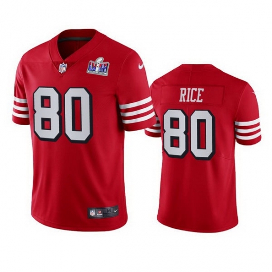 Youth San Francisco 49ers #80 Jerry Rice Red Rush Stitched NFL Vapor Untouchable Limited 2024 Super Bowl LVIII Jersey - Ujersey