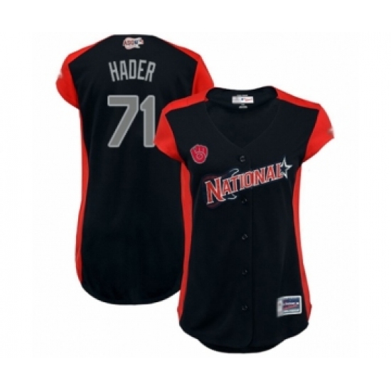 Women's Milwaukee Brewers #71 Josh Hader Authentic Navy Blue National League 2019 Baseball All-Star Jersey - Ujersey