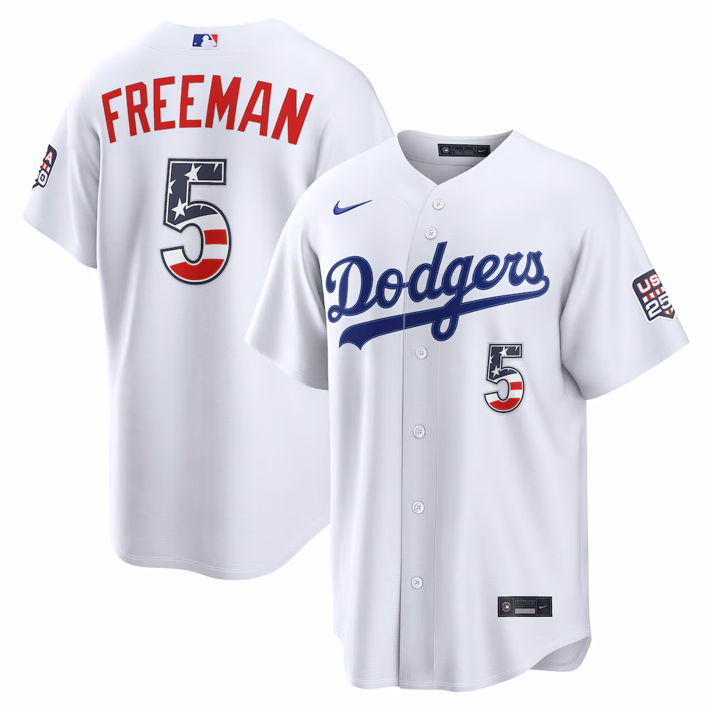 Men's Los Angeles Dodgers Freddie Freeman Nike White USA 250 Fourth of July Home Stadium Jersey - Ujersey