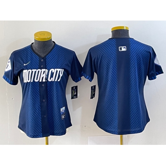 Women's Detroit Tigers Blank 2024 Navy City Connect Cool Base Limited Stitched Jersey - Ujersey