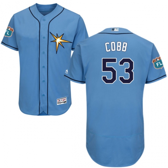 Men's Majestic Tampa Bay Rays #53 Alex Cobb Light Blue Flexbase Authentic Collection MLB Jersey - Ujersey