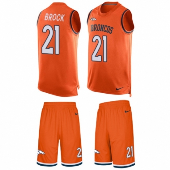 Men's Nike Denver Broncos #21 Tramaine Brock Limited Orange Tank Top Suit NFL Jersey - Ujersey