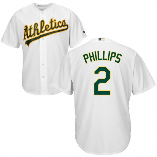 Youth Majestic Oakland Athletics #2 Tony Phillips Authentic White Home Cool Base MLB Jersey - Ujersey