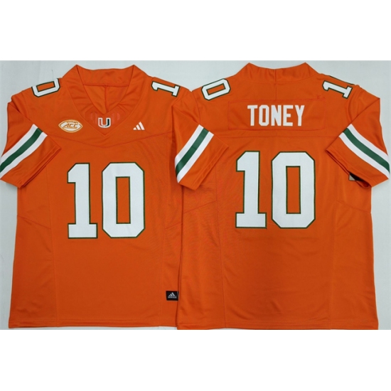 Men's Miami Hurricanes #10 Malachi Toney Orange F.U.S.E. 2026 Stitched Football Jersey - Ujersey