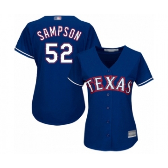 Women's Texas Rangers #52 Adrian Sampson Authentic Royal Blue Alternate 2 Cool Base Baseball Player Jersey - Ujersey