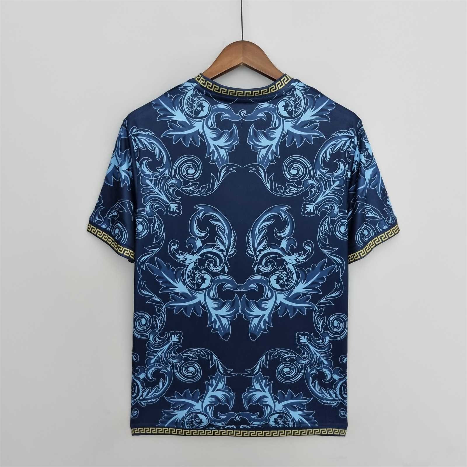 Italy Soccer Jersey x Versace Blue Special Edition Custom Shirt 2022 - ujerseystore
