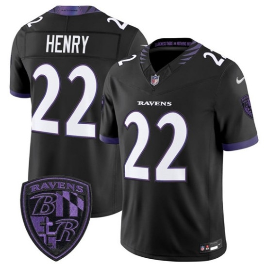 Men's Baltimore Ravens #22 Derrick Henry Black 2026 F.U.S.E. Alternate Vapor Limited Football Stitched Jersey - Ujersey