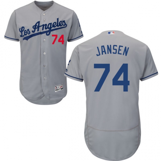 Men's Majestic Los Angeles Dodgers #74 Kenley Jansen Grey Flexbase Authentic Collection MLB Jersey - Ujersey