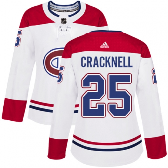 Women's Adidas Montreal Canadiens #25 Adam Cracknell Authentic White Away NHL Jersey - Ujersey