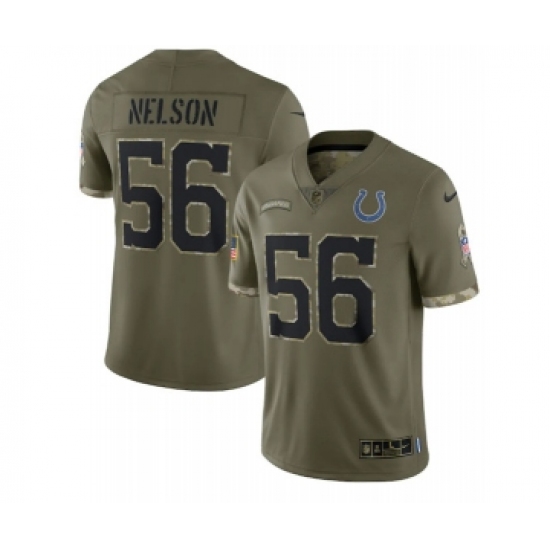 Men's Indianapolis Colts #56 Quenton Nelson 2022 Olive Salute To Service Limited Stitched Jersey - Ujersey