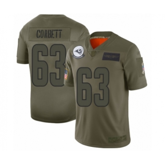 Youth Los Angeles Rams #63 Austin Corbett Limited Olive 2019 Salute to Service Football Jersey - Ujersey