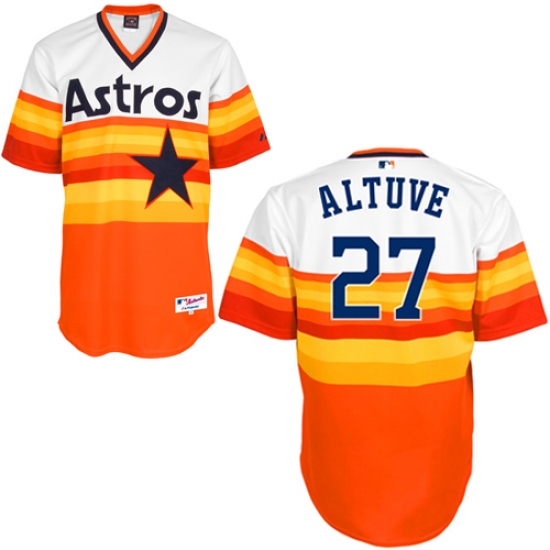 Men's Majestic Houston Astros #27 Jose Altuve Authentic White/Orange 1979 Turn Back The Clock MLB Jersey - Ujersey