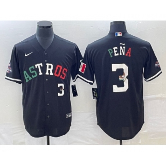 Men's Houston Astros #3 Jeremy Pena Number Mexico Black Cool Base Stitched Baseball Jersey - Ujersey
