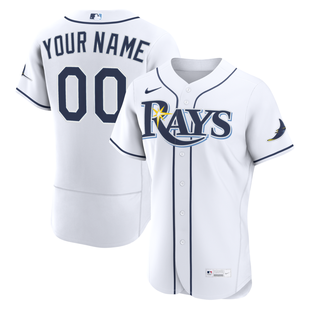 Men's Tampa Bay Rays Nike White Home Authentic Custom Jersey - U-jersey