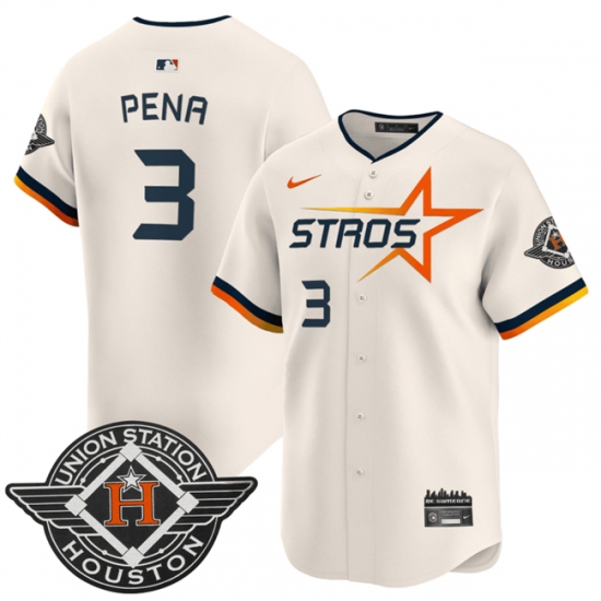 Men's Houston Astros #3 Jeremy Pena Cream 2025 City Connect Limited Stitched Baseball Jersey - Ujersey