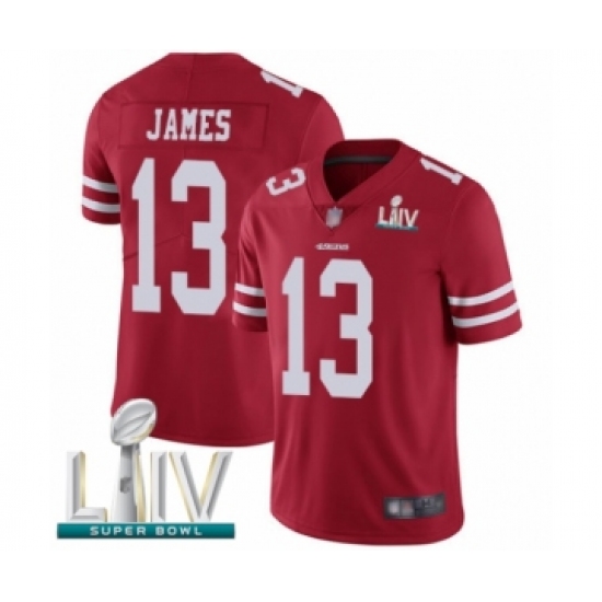 Men's San Francisco 49ers #13 Richie James Red Team Color Vapor Untouchable Limited Player Super Bowl LIV Bound Football Jersey - Ujersey