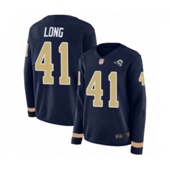 Women's Los Angeles Rams #41 David Long Limited Navy Blue Therma Long Sleeve Football Jersey - Ujersey