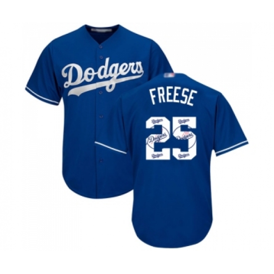 Men's Los Angeles Dodgers #25 David Freese Authentic Royal Blue Team Logo Fashion Cool Base Baseball Jersey - Ujersey