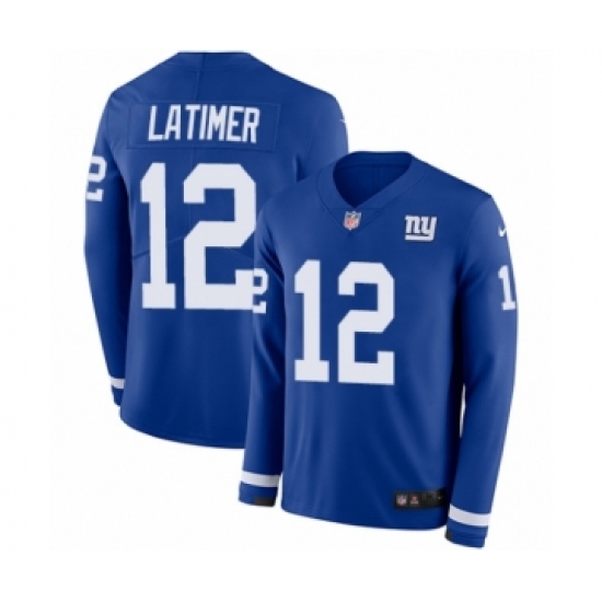 Men's Nike New York Giants #12 Cody Latimer Limited Royal Blue Therma Long Sleeve NFL Jersey - Ujersey