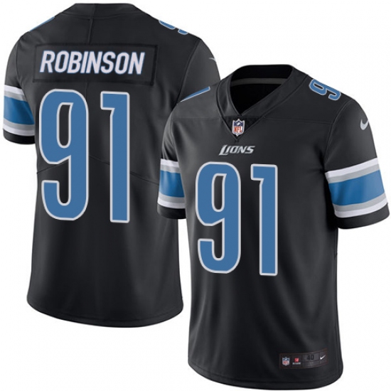 Men's Nike Detroit Lions #91 A'Shawn Robinson Elite Black Rush Vapor Untouchable NFL Jersey - Ujersey