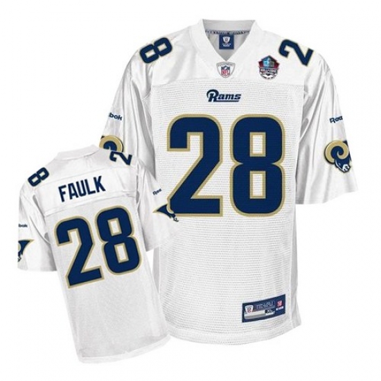 Reebok Los Angeles Rams #28 Marshall Faulk White Hall of Fame 2011 Authentic Throwback NFL Jersey - Ujersey