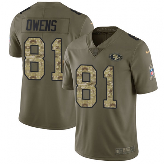 Men's Nike San Francisco 49ers #81 Terrell Owens Limited Olive/Camo 2017 Salute to Service NFL Jersey - Ujersey