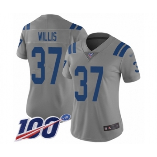 Women's Indianapolis Colts #37 Khari Willis Limited Gray Inverted Legend 100th Season Football Jersey - Ujersey