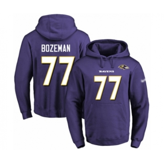 Football Men's Baltimore Ravens #77 Bradley Bozeman Purple Name & Number Pullover Hoodie - Ujersey