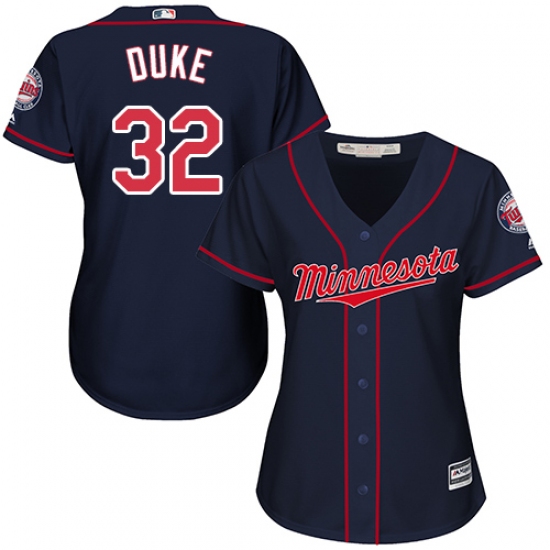 Women's Majestic Minnesota Twins #32 Zach Duke Authentic Navy Blue Alternate Road Cool Base MLB Jersey - Ujersey