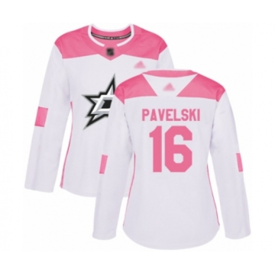 Women's Dallas Stars #16 Joe Pavelski Authentic White Pink Fashion Hockey Jersey - Ujersey