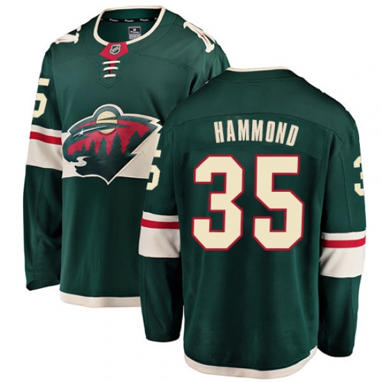 Men's Minnesota Wild #35 Andrew Hammond Authentic Green Home Fanatics Branded Breakaway NHL Jersey - Ujersey