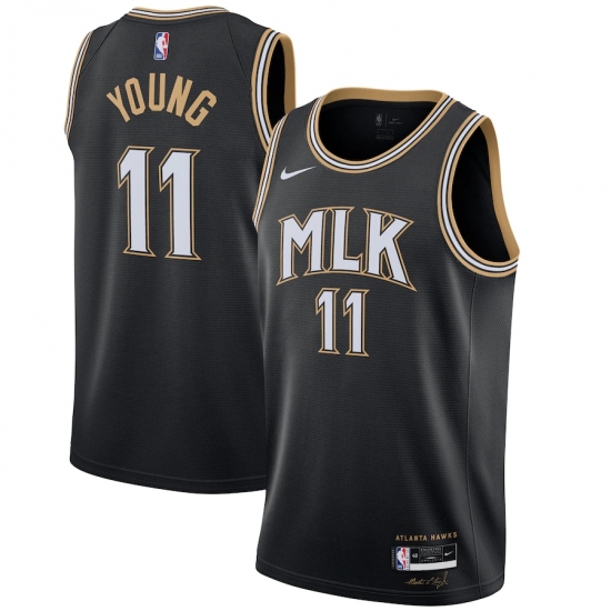 Youth Atlanta Hawks #11 Trae Young Nike Black 2020-21 Swingman Jersey - Ujersey