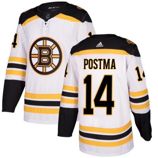 Women's Adidas Boston Bruins #14 Paul Postma Authentic White Away NHL Jersey - Ujersey