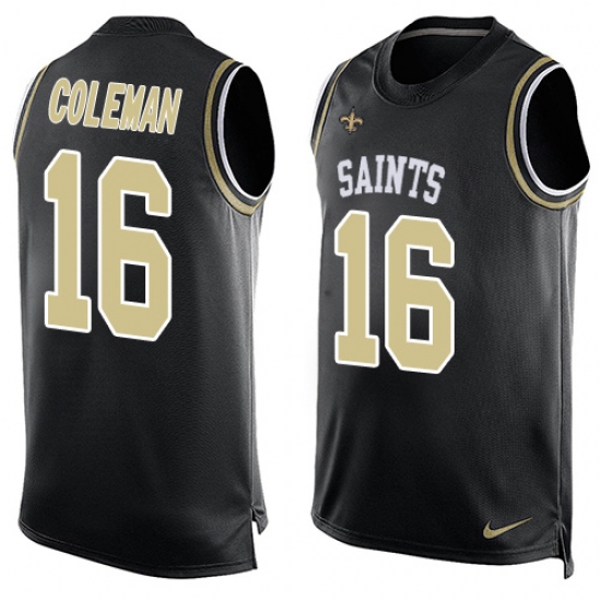 Men's Nike New Orleans Saints #16 Brandon Coleman Limited Black Player Name & Number Tank Top NFL Jersey - Ujersey