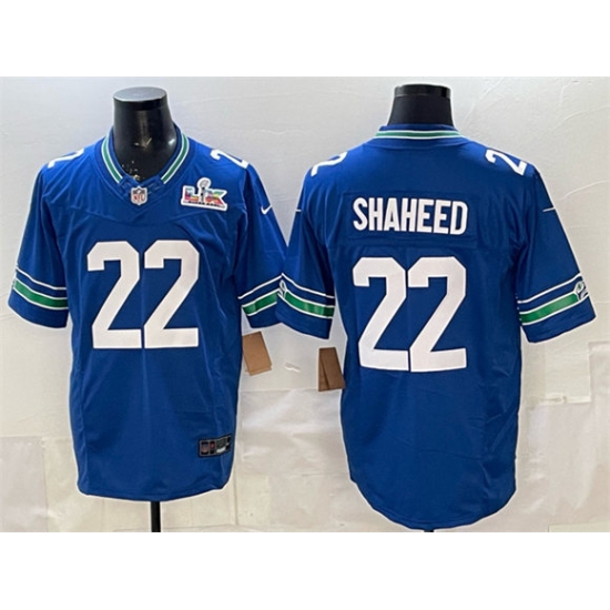 Men's Seattle Seahawks #22 Rashid Shaheed Royal 2025 F.U.S.E. Super Bowl LX Vapor Throwback Limited Football Stitched Jersey - Ujersey