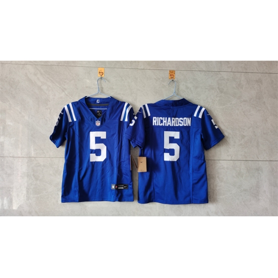 Youth Indianapolis Colts #5 Anthony Richardson Blue 2024 F.U.S.E. Vapor Untouchable Limited Stitched Football Jersey - Ujersey