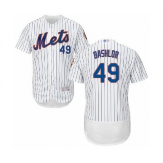 Men's New York Mets #49 Tyler Bashlor White Home Flex Base Authentic Collection Baseball Player Jersey - Ujersey
