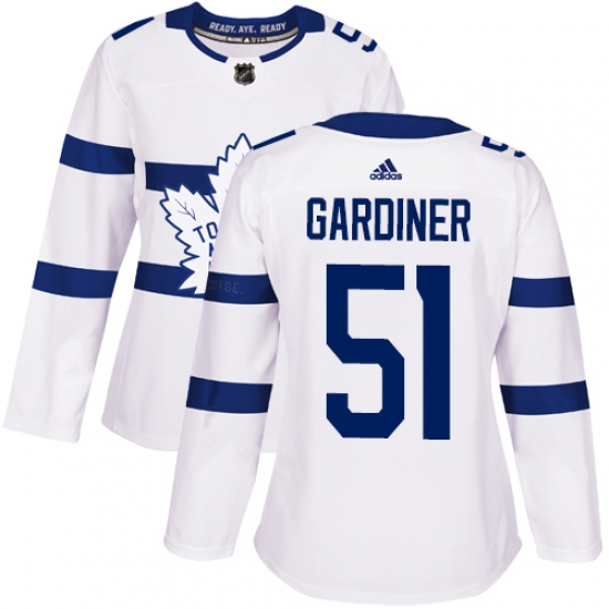 Women's Adidas Toronto Maple Leafs #51 Jake Gardiner Authentic White 2018 Stadium Series NHL Jersey - Ujersey