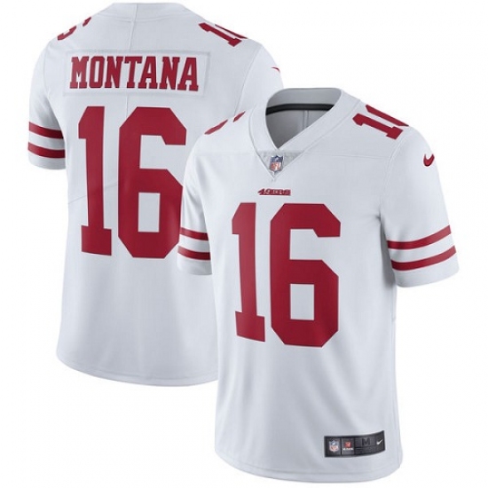 Men's Nike San Francisco 49ers #16 Joe Montana White Vapor Untouchable Limited Player NFL Jersey - Ujersey