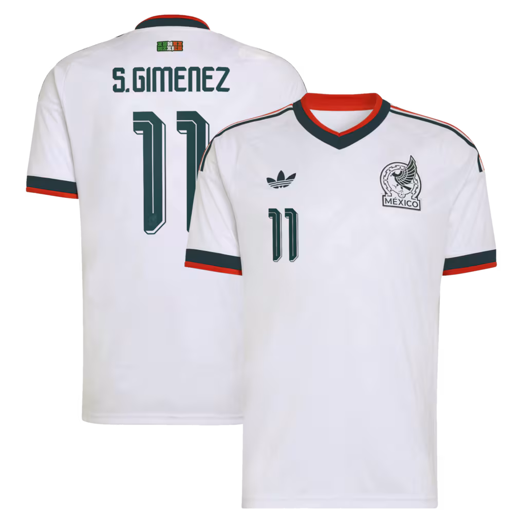 Men's Mexico National Team Santiago Gimenez adidas White 2026 Away Replica Jersey - ujerseystore