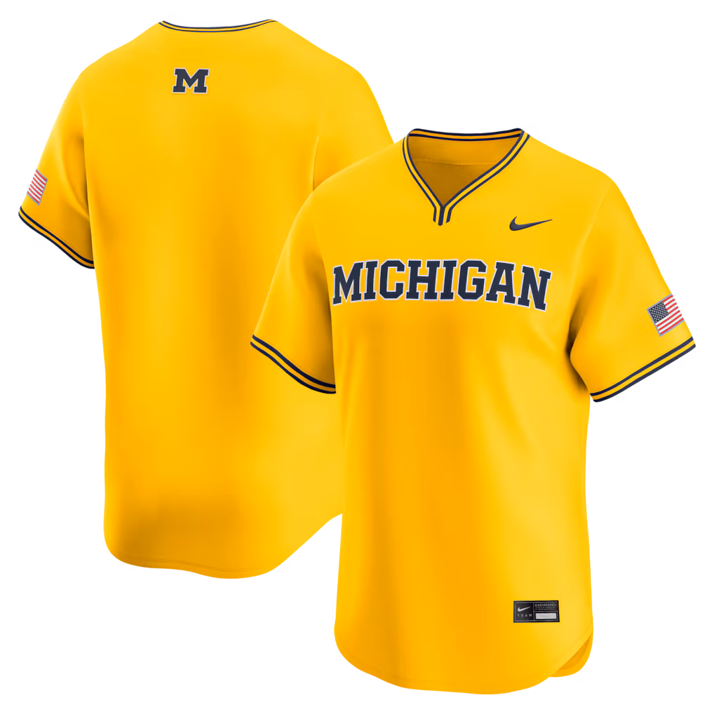 Men's Nike Maize Michigan Wolverines Alternate Limited Baseball Jersey