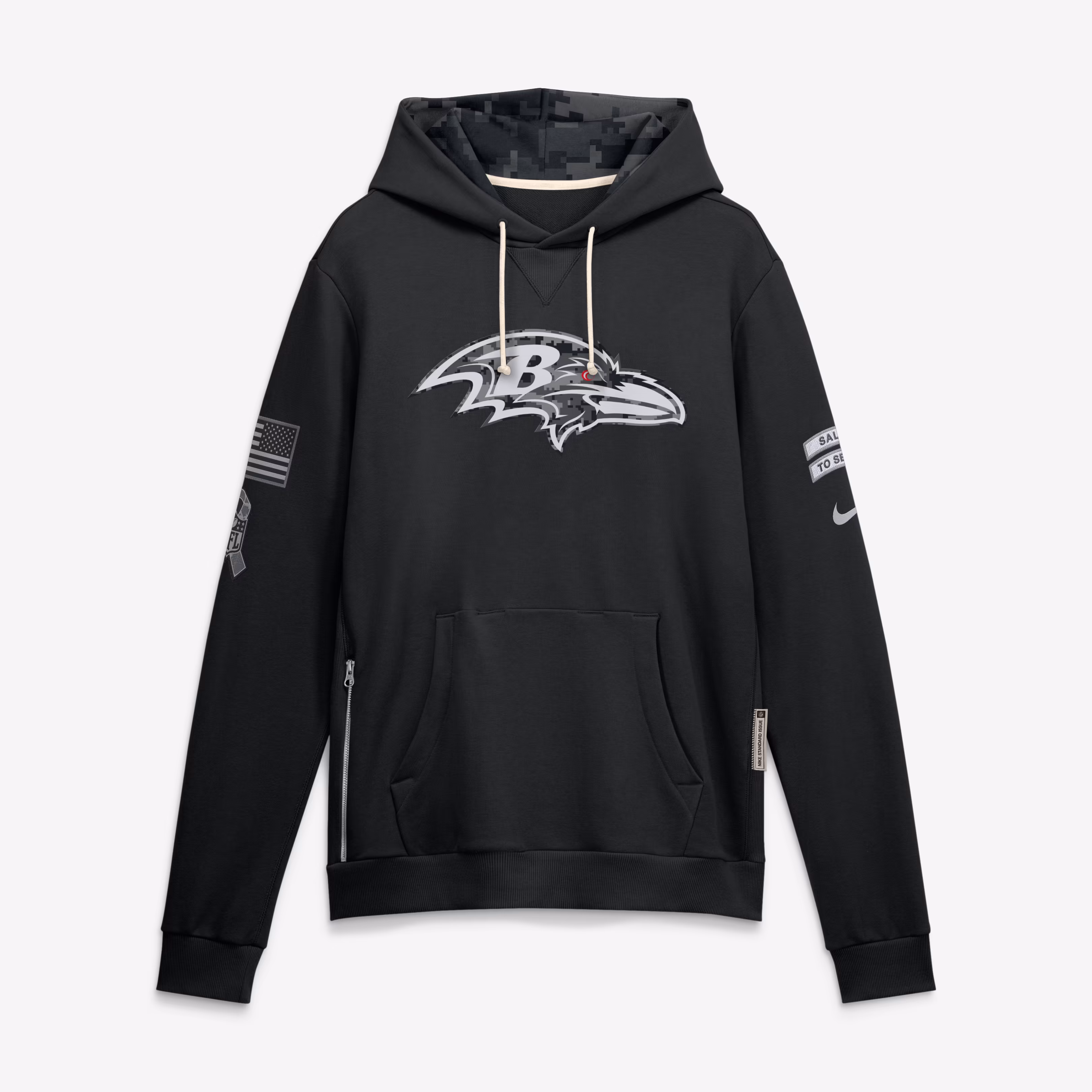 Men's Baltimore Ravens  Nike Black 2026 Salute to Service Sideline Dri-FIT Pullover Hoodie - Ujersey Shop