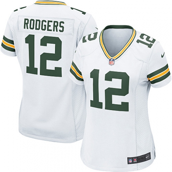 Women's Nike Green Bay Packers #12 Aaron Rodgers Game White NFL Jersey - Ujersey
