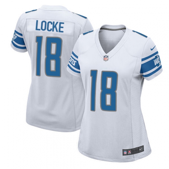 Women's Nike Detroit Lions #18 Jeff Locke Game White NFL Jersey - Ujersey