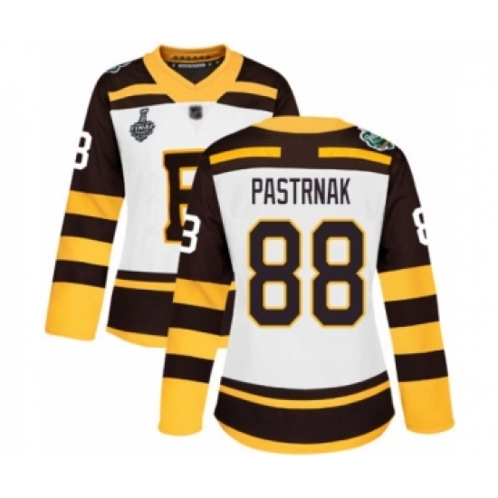 Women's Boston Bruins #88 David Pastrnak Authentic White Winter Classic 2019 Stanley Cup Final Bound Hockey Jersey - Ujersey