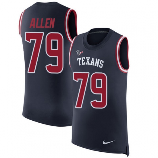 Men's Nike Houston Texans #79 Jeff Allen Limited Navy Blue Rush Player Name & Number Tank Top NFL Jersey - Ujersey