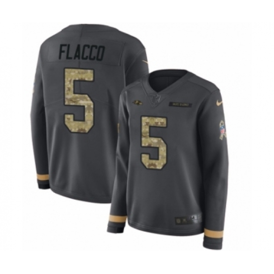 Women's Nike Baltimore Ravens #5 Joe Flacco Limited Black Salute to Service Therma Long Sleeve NFL Jersey - Ujersey
